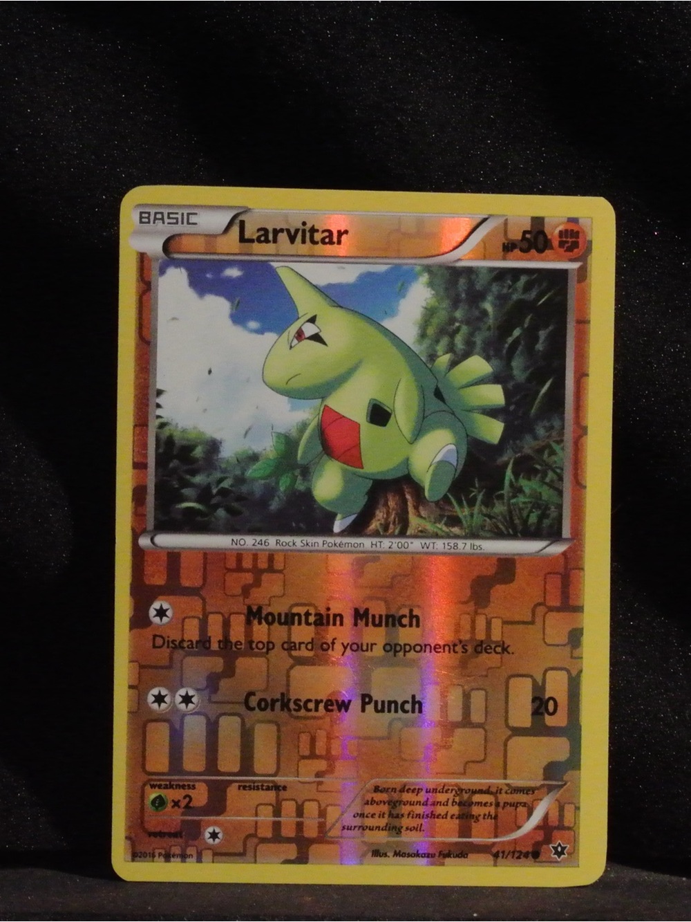 Pokémon Reverse Holo Larvitar Trading Card - Vintage XY